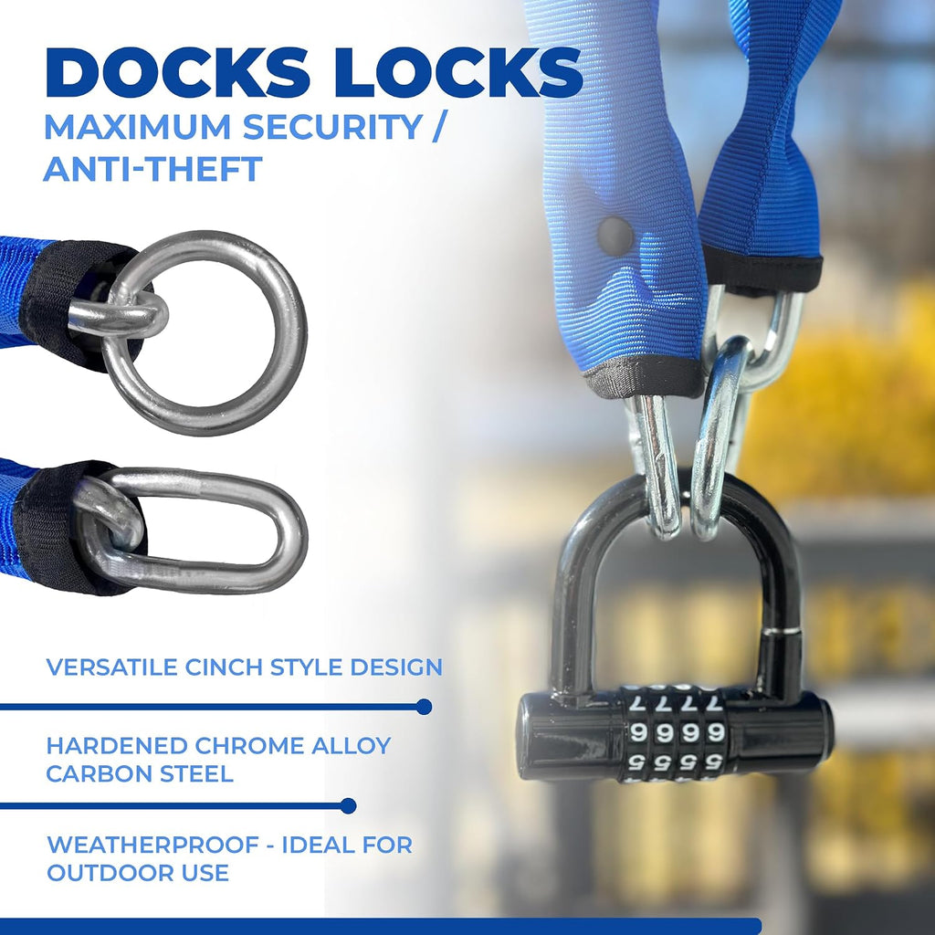 8mm Security Chain Kit (3', 6' or 10') with Compact U-Lock, 3' | Weatherproof, Heavy Duty, Cinch Style, Hardened