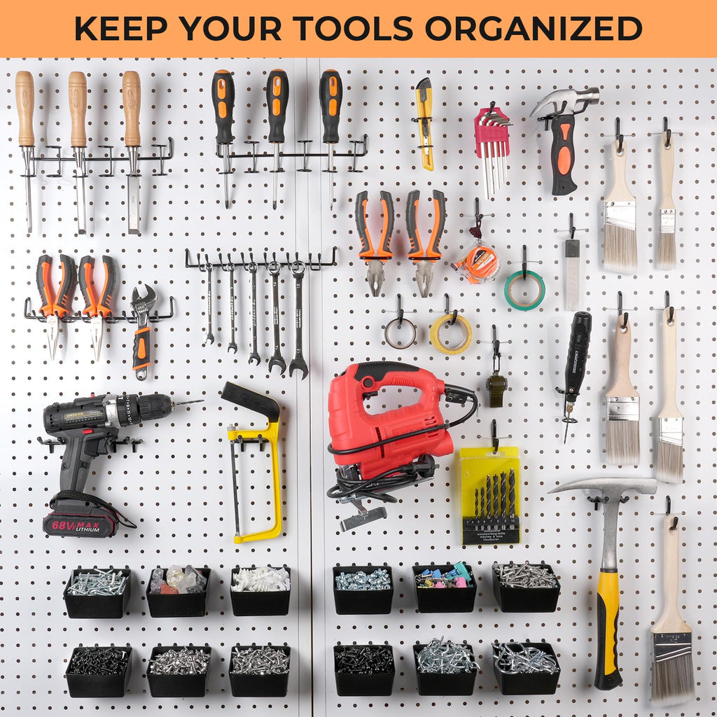 300 PCS Heavy Duty Pegboard Hooks Accessories Kit with Pegboard Bins