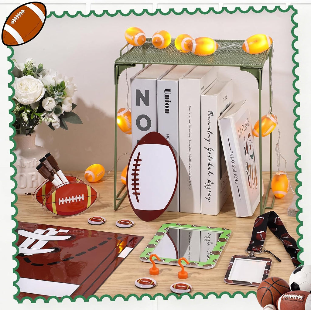 19 Pcs Locker Accessories, Football Locker Organizer Decoration with Shelf, Wallpaper, Mirror, Whiteboard, Pen