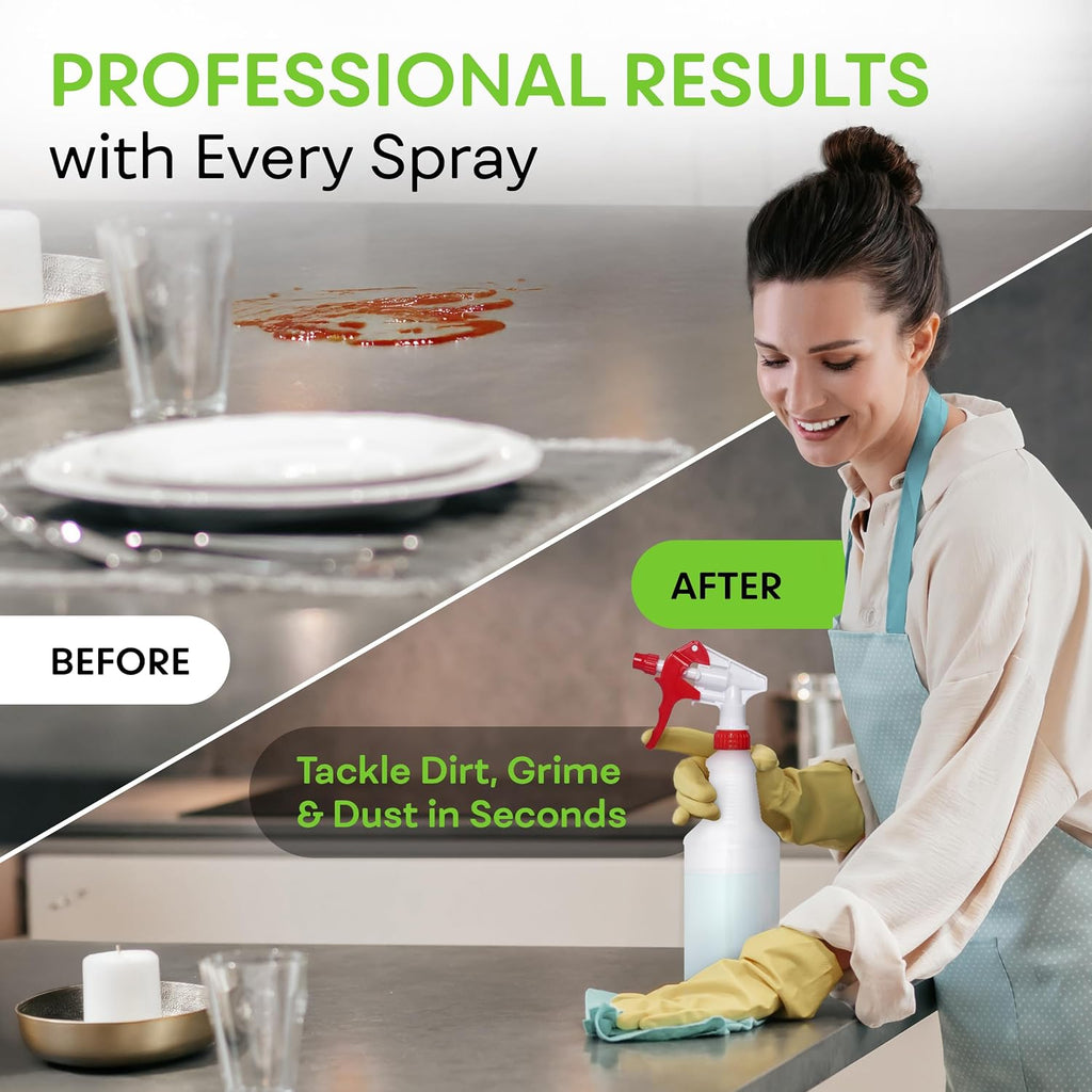 32 OZ Empty Plastic Spray Bottle, Heavy Duty with Adjustable Spray Nozzle, Chemical Resistant, All Purpose