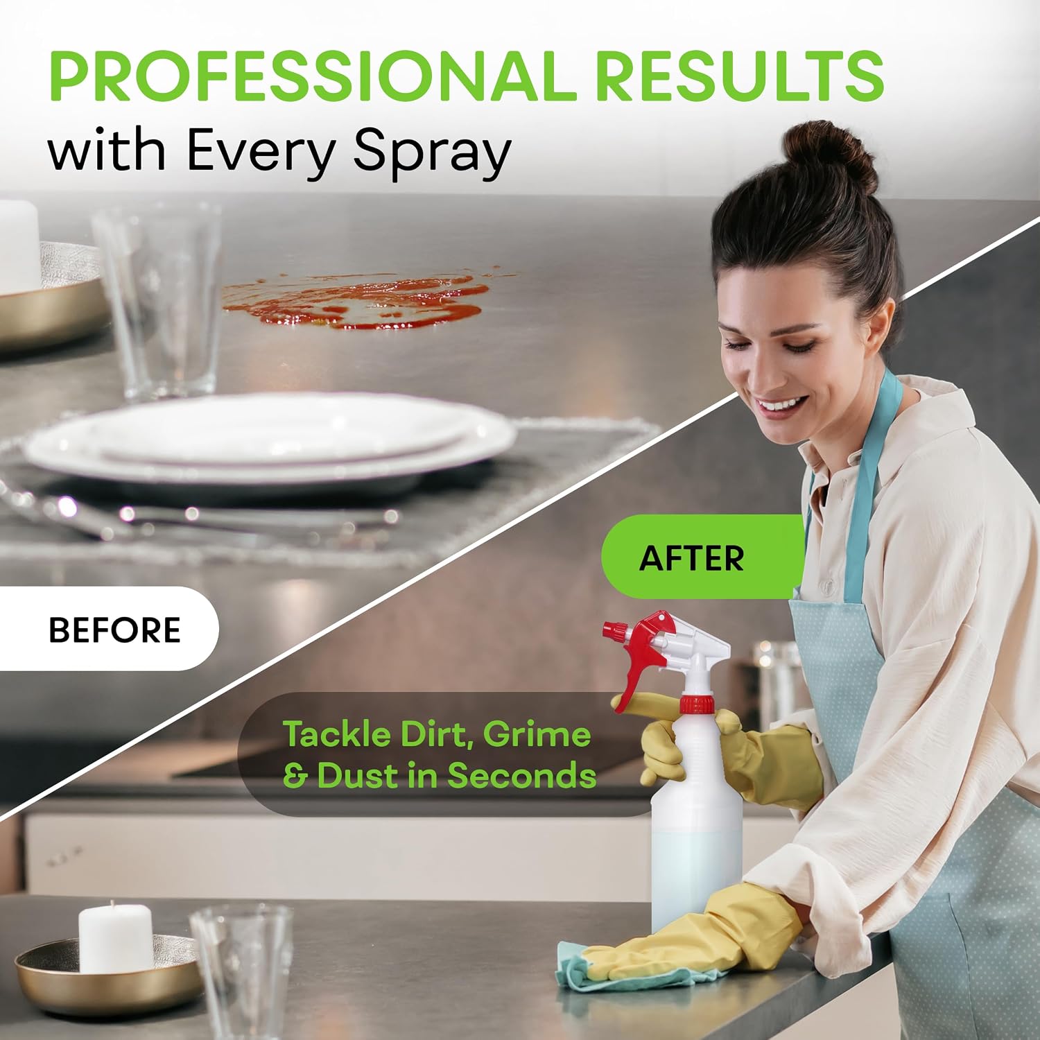 32 OZ Empty Plastic Spray Bottle, Heavy Duty with Adjustable Spray Nozzle, Chemical Resistant, All Purpose