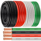 6 Gauge THHN Wire Kit with 8 AWG Green Ground, Stranded Copper Wire, 30 Ft
