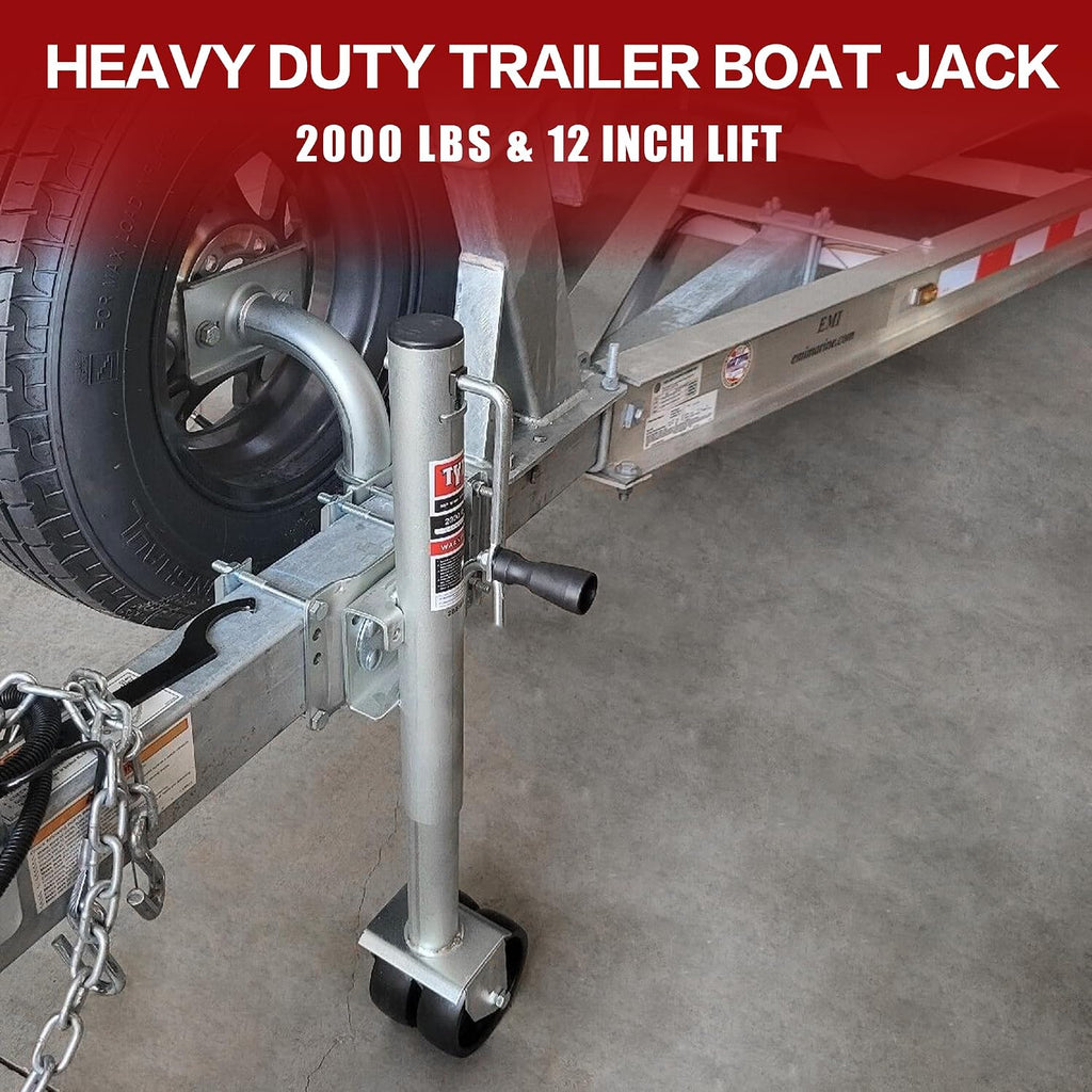 2000 lbs Boat Trailer Jack with Wheel, Heavy Duty Marine Swivel Trailer Jack with 6 Inch Dual Wheels, 12 inches Lift