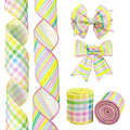 2 Rolls 2.5"×10 Easter Flag Ribbons Wired for Wreath Bow Wrapping (Easter)