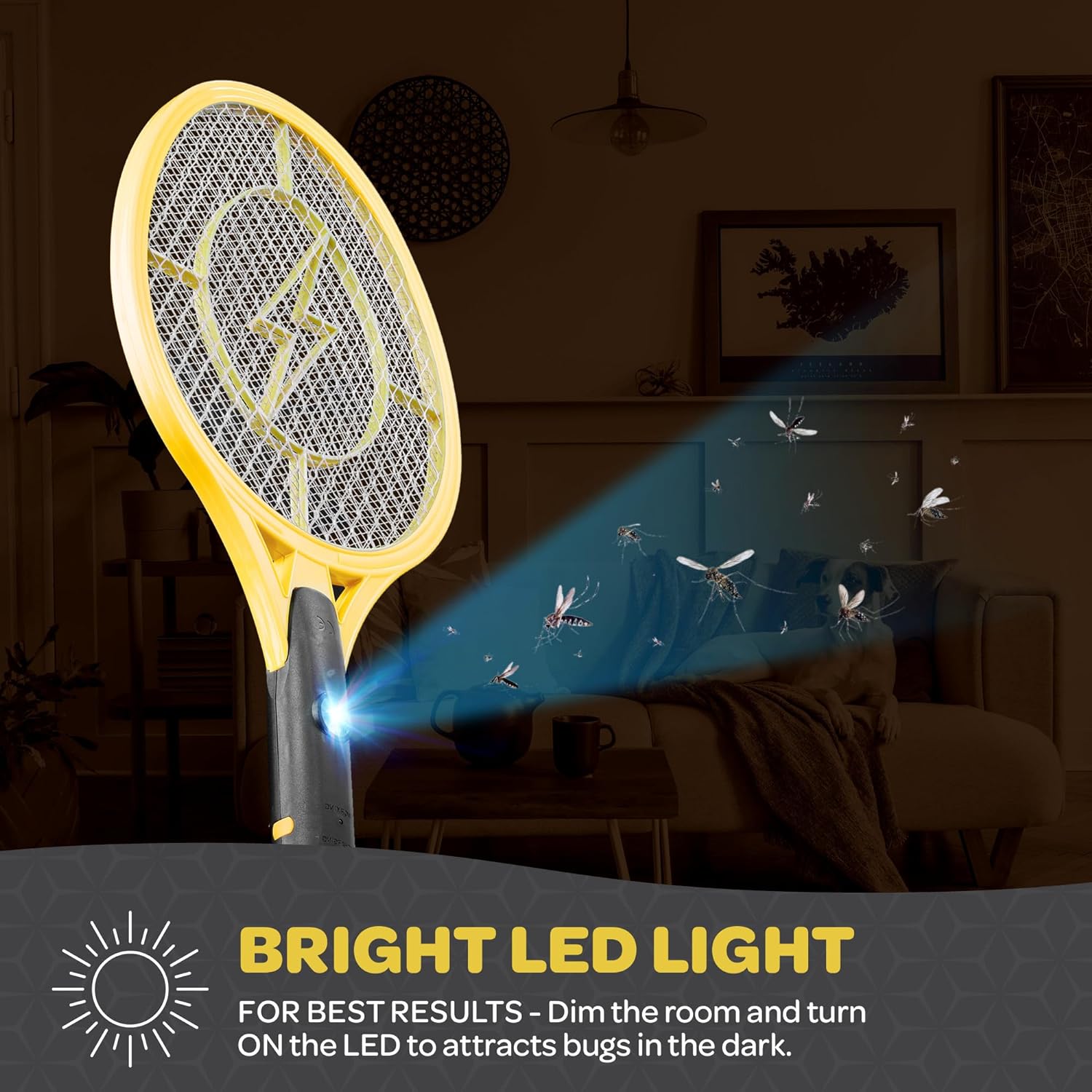Electric Fly Swatter [Set of 2] Handheld Bug Zapper Racket for Indoor/Outdoor - 4000 Volt Swatter - Instant Bug &