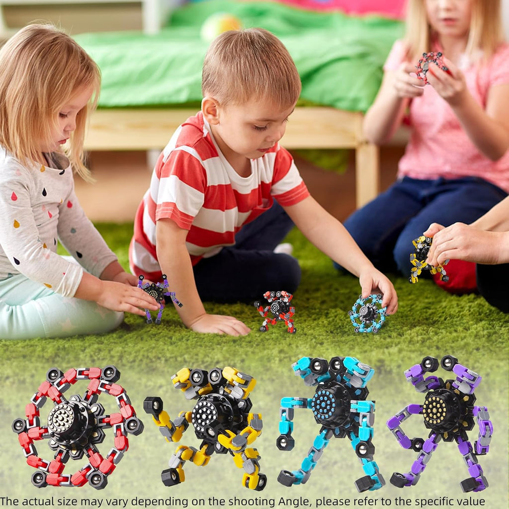 Transformable Fidget Spinners Toys 4 Pcs for Kids and Adults Stress Relief Sensory Toys for Boys and Girls Age 8-13