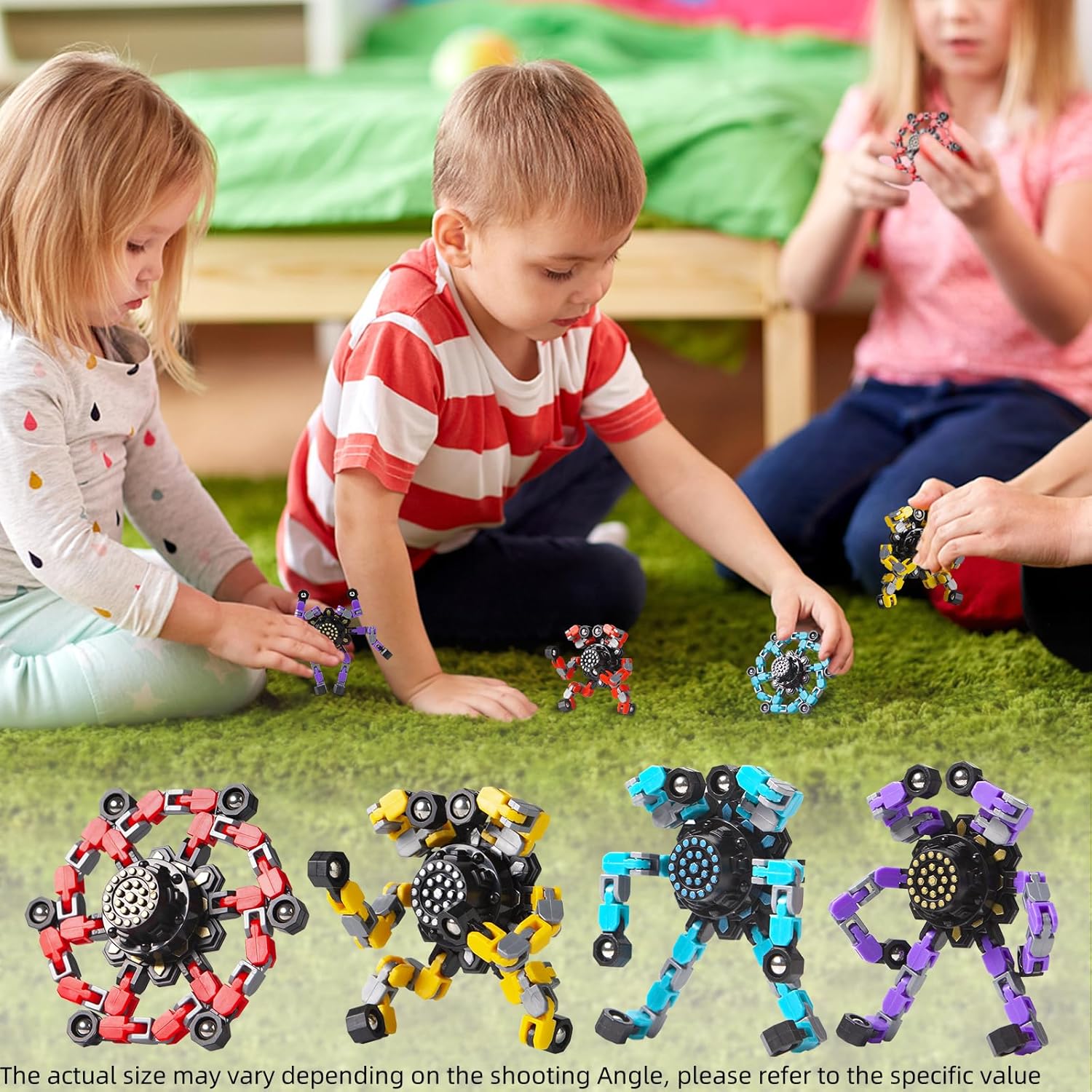 Transformable Fidget Spinners Toys 4 Pcs for Kids and Adults Stress Relief Sensory Toys for Boys and Girls Age 8-13