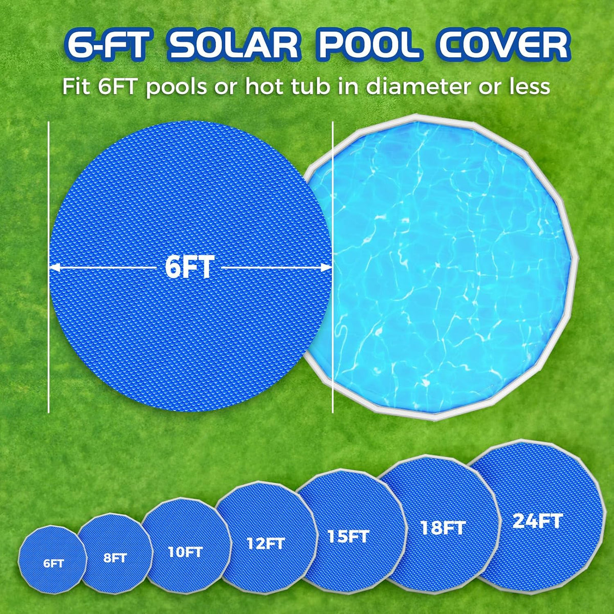 Bubble Solar Pool Cover 6 ft Round for Above Ground Inground Pools | Solar Bubble Wrap Covers for Hot Tub Spa Thermal