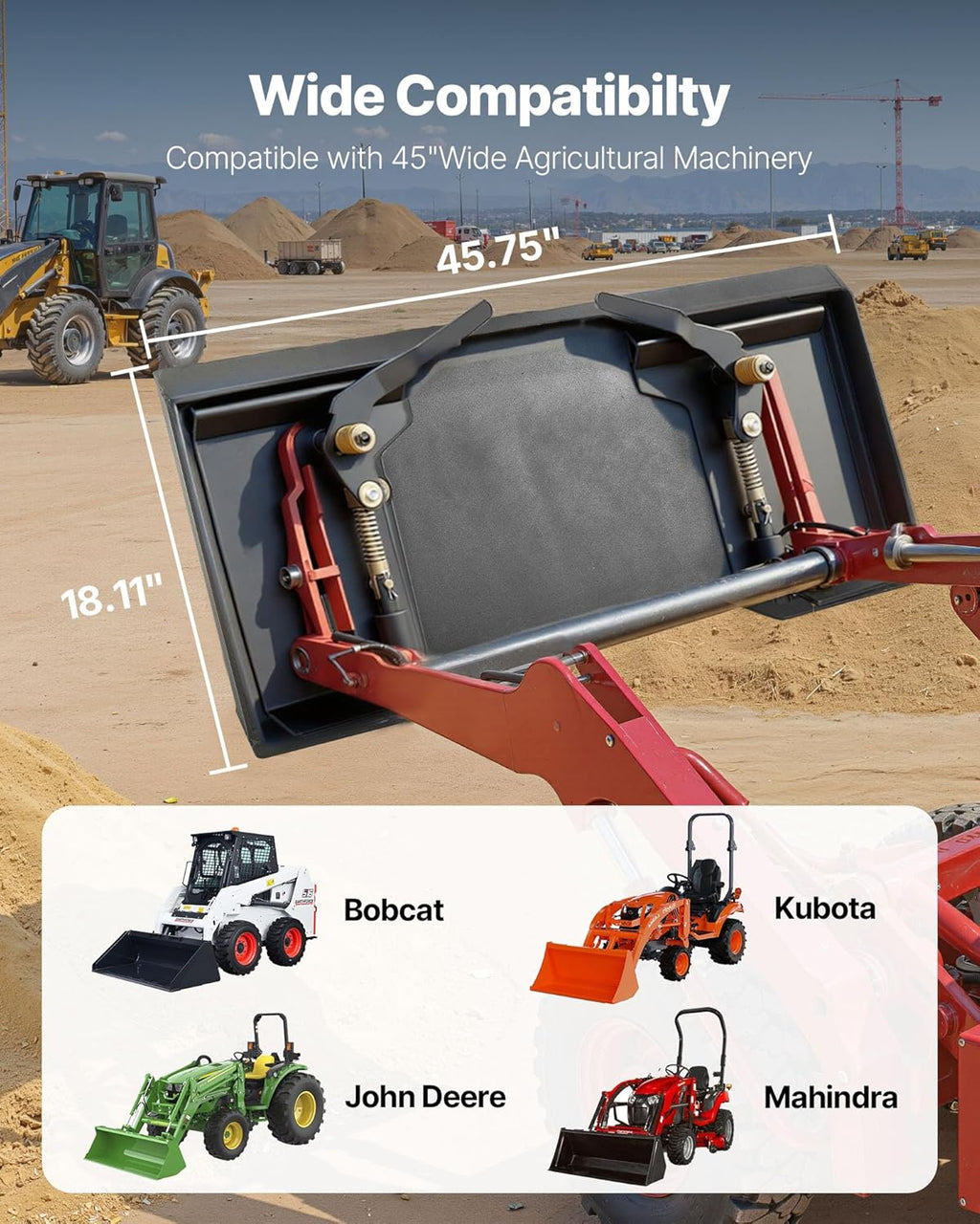 1/4 in Skid Steer Mount Plate, Universal Quick Attach Mount Plate, Easy to Bolt, 3000lbs Load Capacity, Heavy Duty