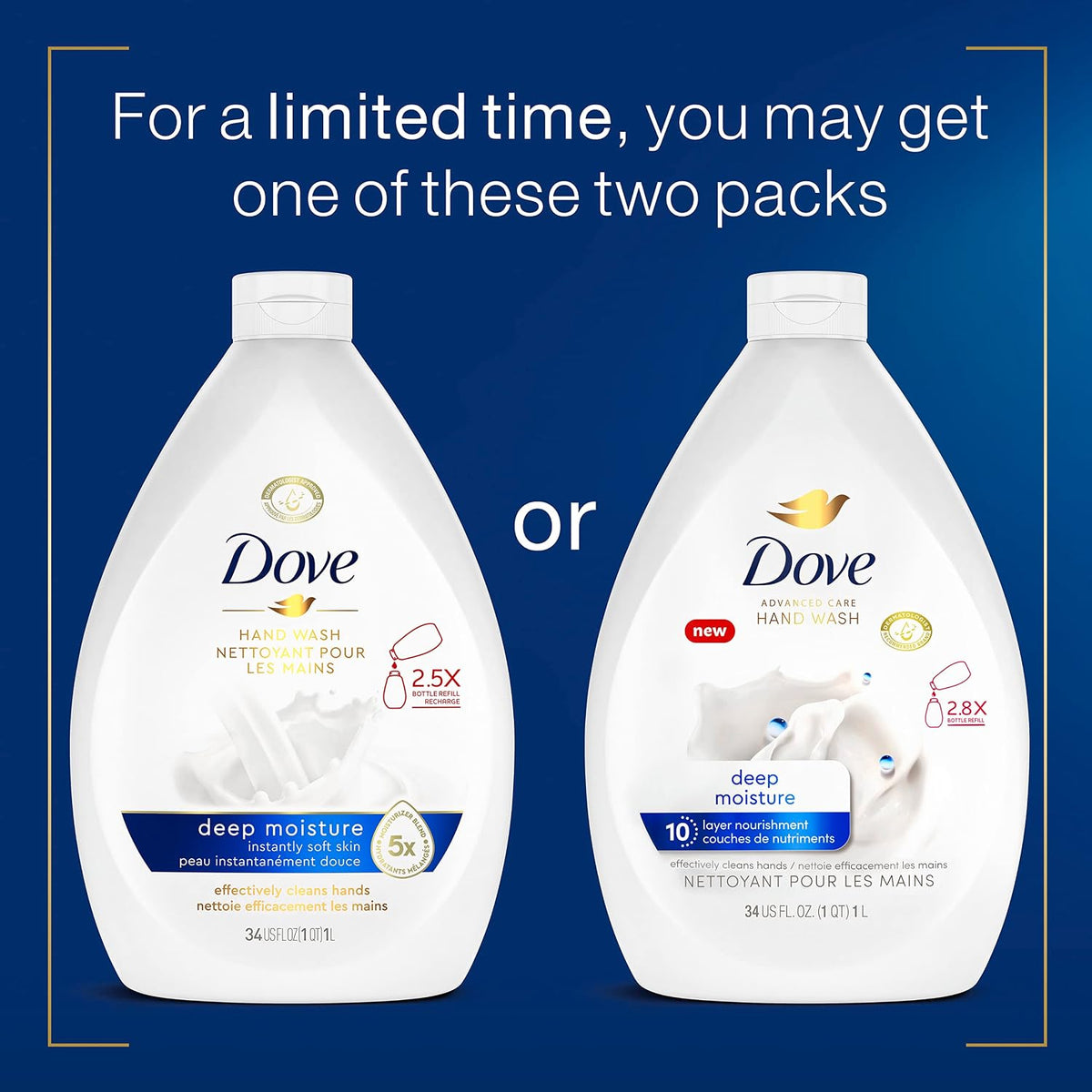 Care Hand Wash Refill Deep Moisture, Pack of 3 (34 oz Refill Bottles)