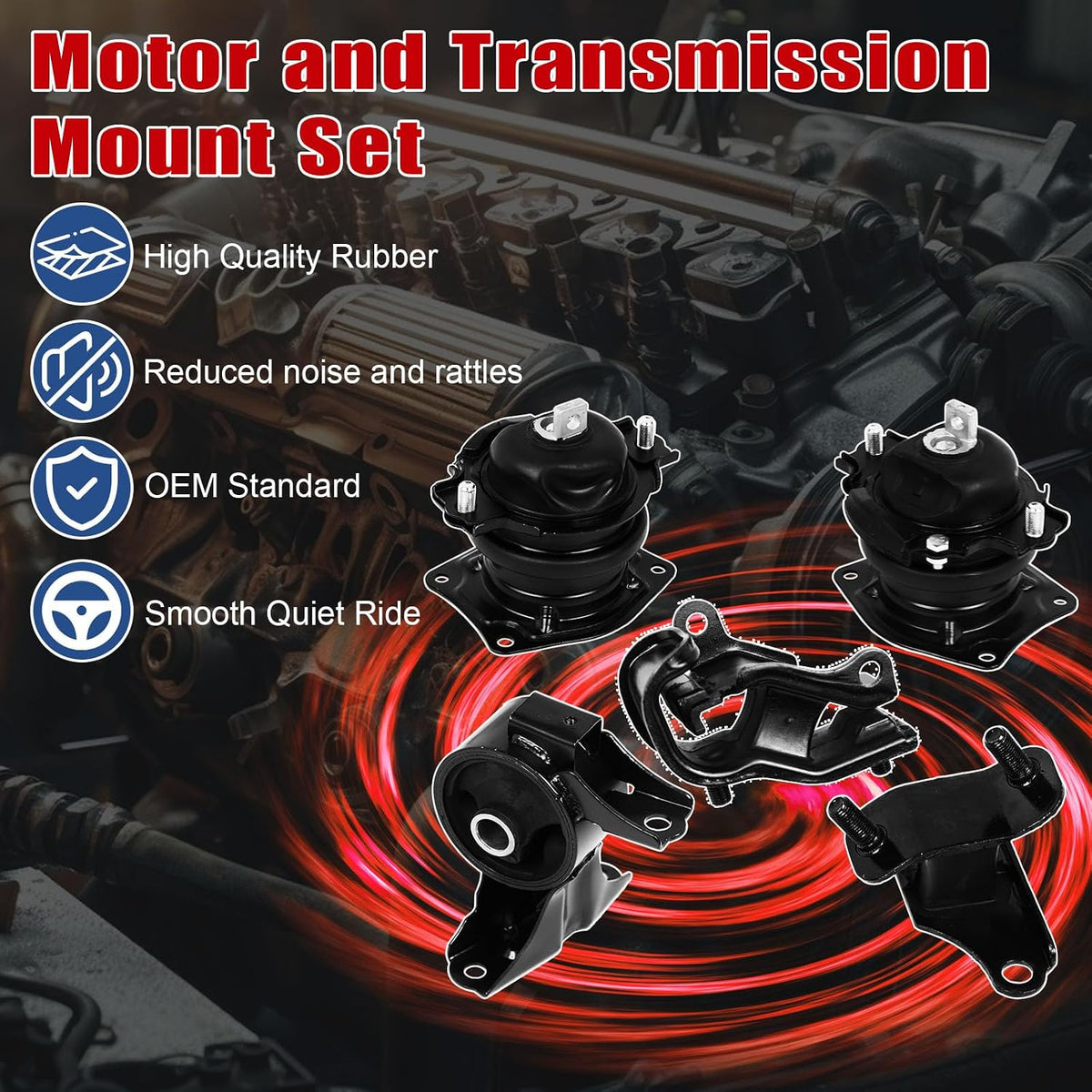 5Pcs Motor Mount & Transmission Mount Compatible with Honda Odyssey V6 3.5L