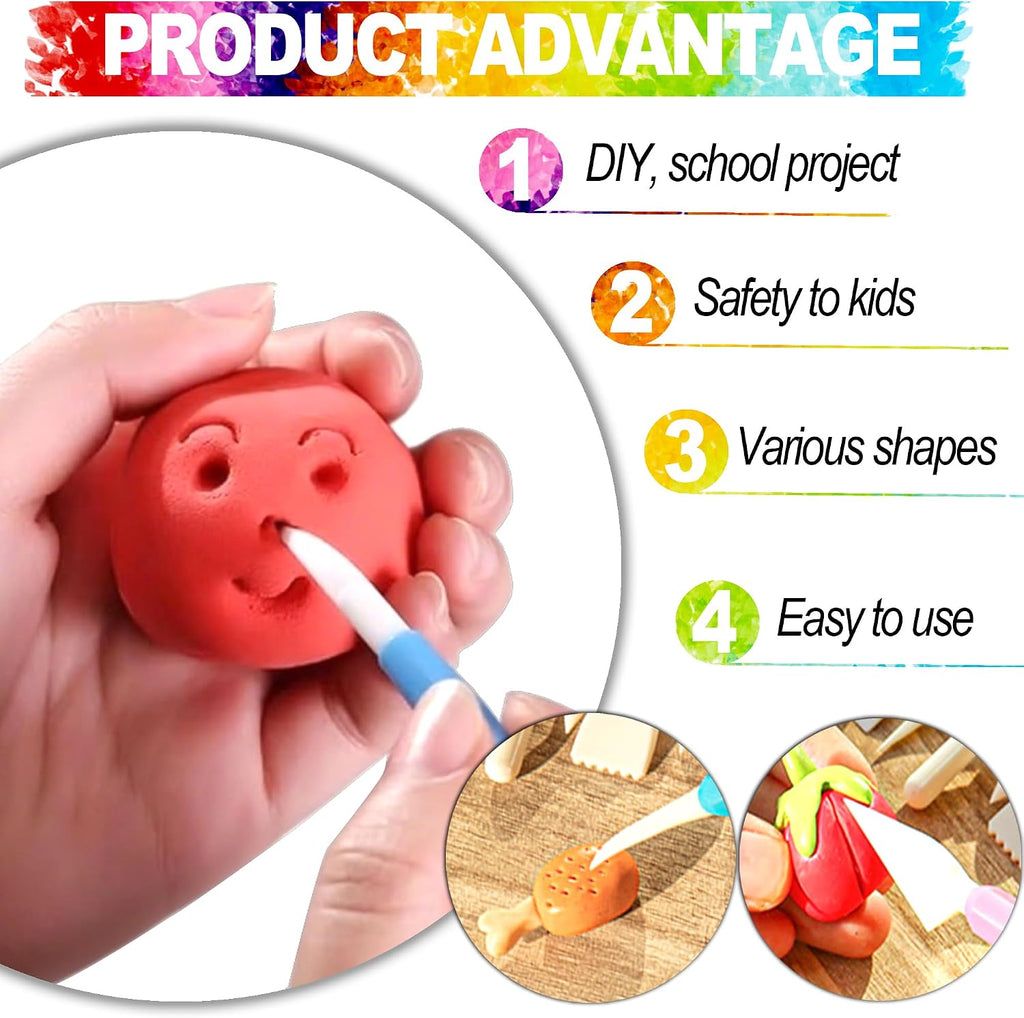 Air Dry Clay Tools for Kids Ages 8+ Pottery Clay Tool Kit Plastic Clay Sculpting Tools Set for DIY Project, Modeling
