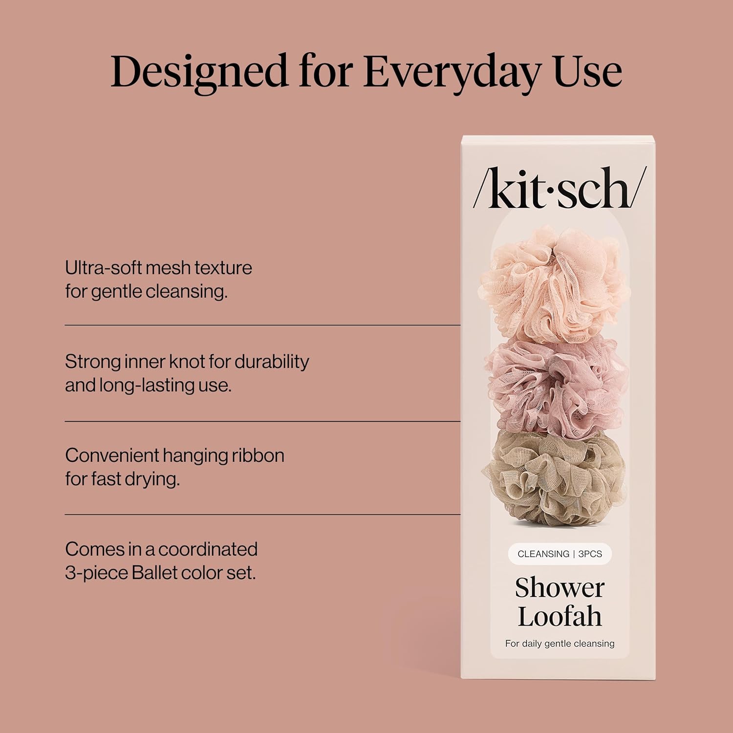 Shower Loofah – Soft Mesh Body Scrubber & Bath Sponge for Daily Gentle Cleansing – Durable Loofah for Men and Women
