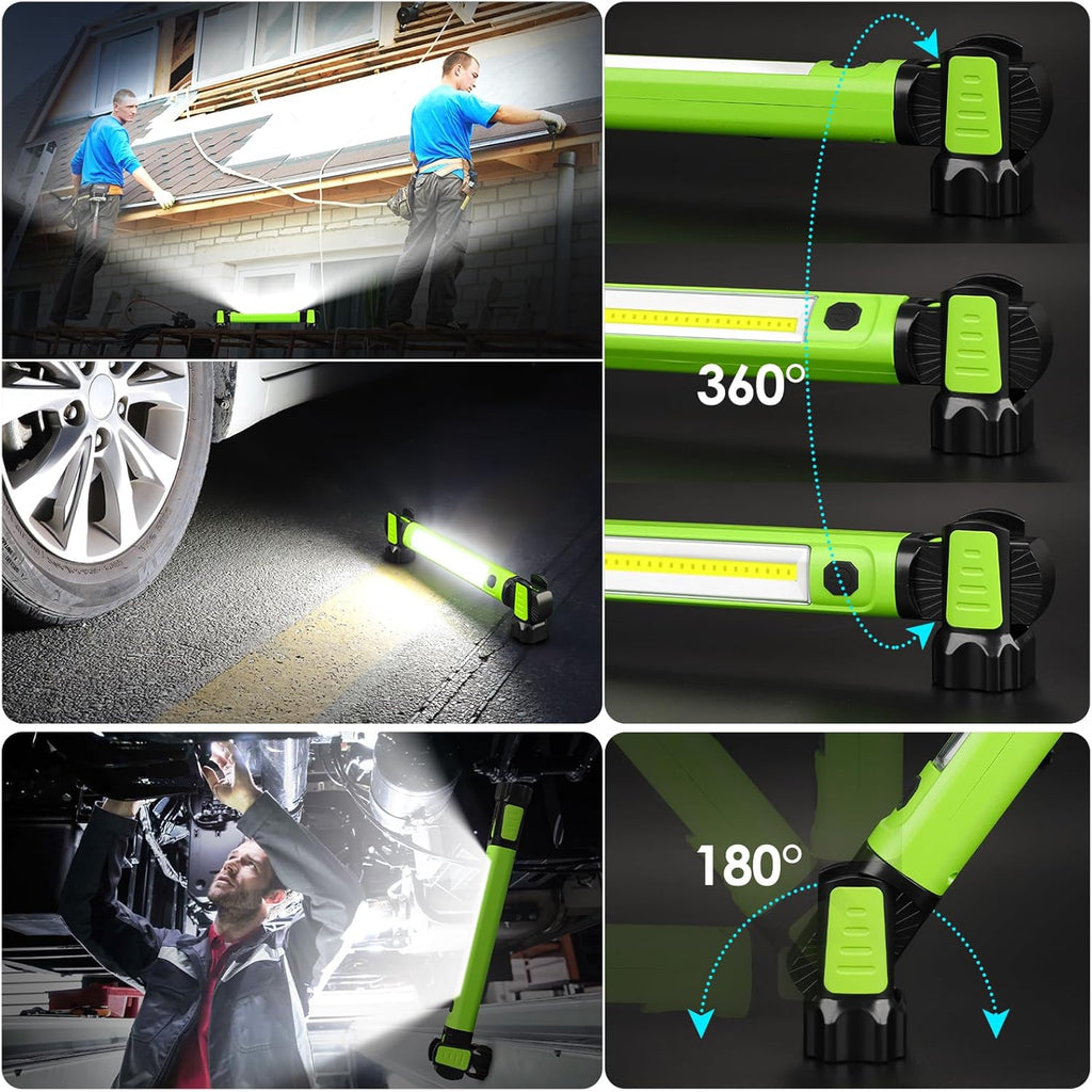 Work Light, 2500LM Bright LED Work Lights, 5200mAh Rechargeable Magnetic Underhood Work Light with Hooks, Cordless
