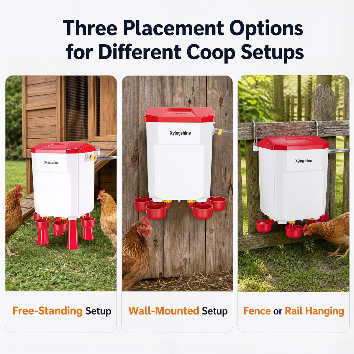 Automatic Chicken Waterer, 2 Gallon with Float Valve, 4 Cups