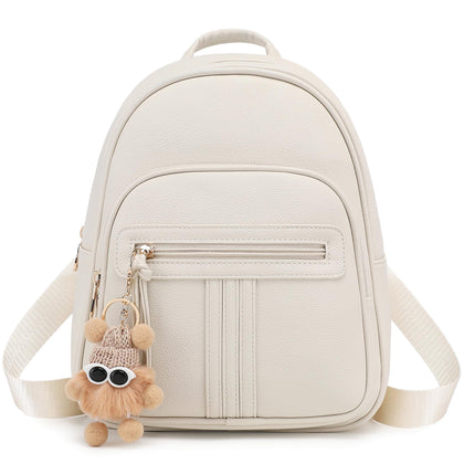 Mini Leather Backpack Purse for Women, Small Backpack Purse with Cartoon Charm, Cute Fashion Bag for Girls