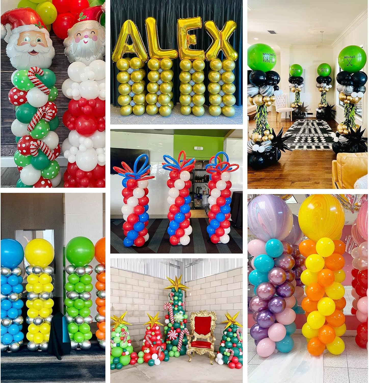 Telescoping Balloon Stand Set of 4, 1.5ft to 7ft Free Adjustable Metal Balloon Column Stand for Party Decorations