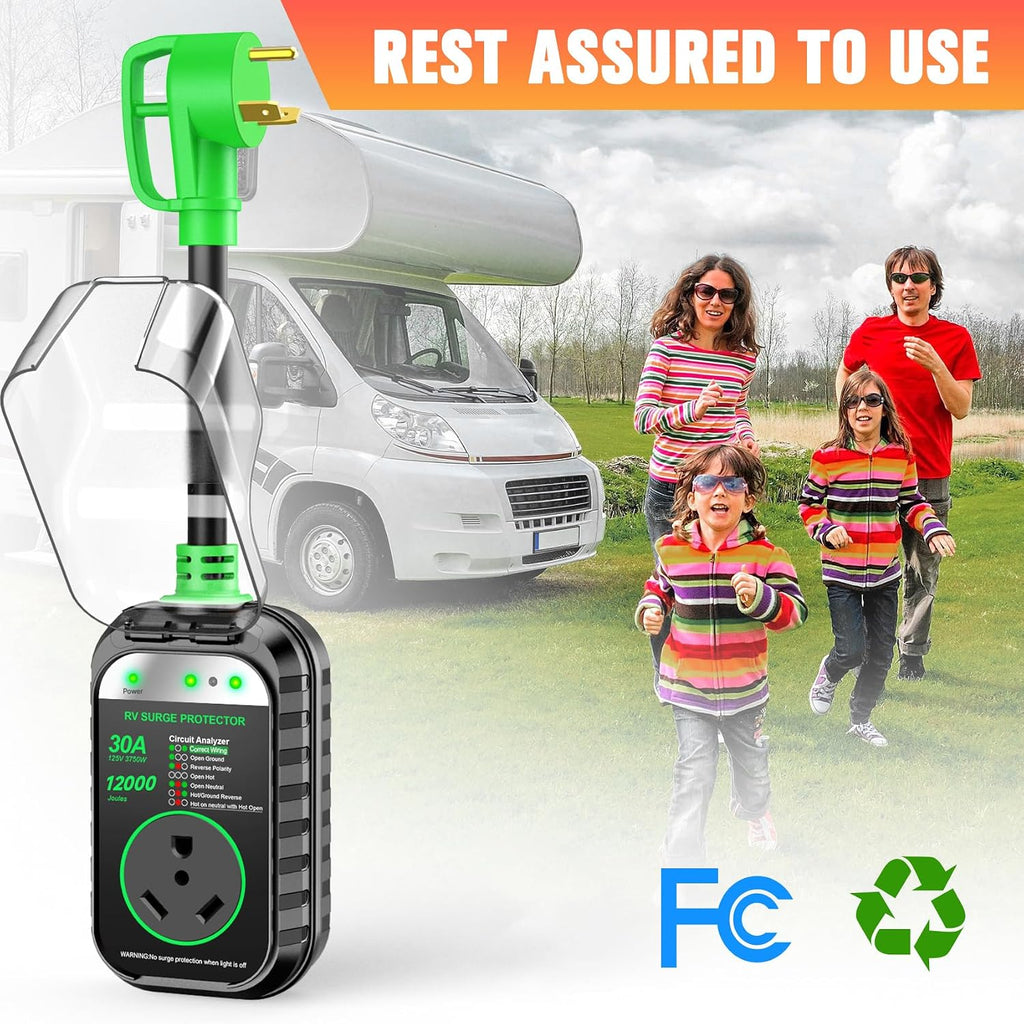 RV Surge Protectors 30 Amp RV Circuit Analyzer, [𝟐𝟎𝟐𝟔 𝐍𝐞𝐰 𝐔𝐩𝐠𝐫𝐚𝐝𝐞𝐝 & 𝐆𝐞𝐧𝟐] Full Protection, RV Adapter Plug for