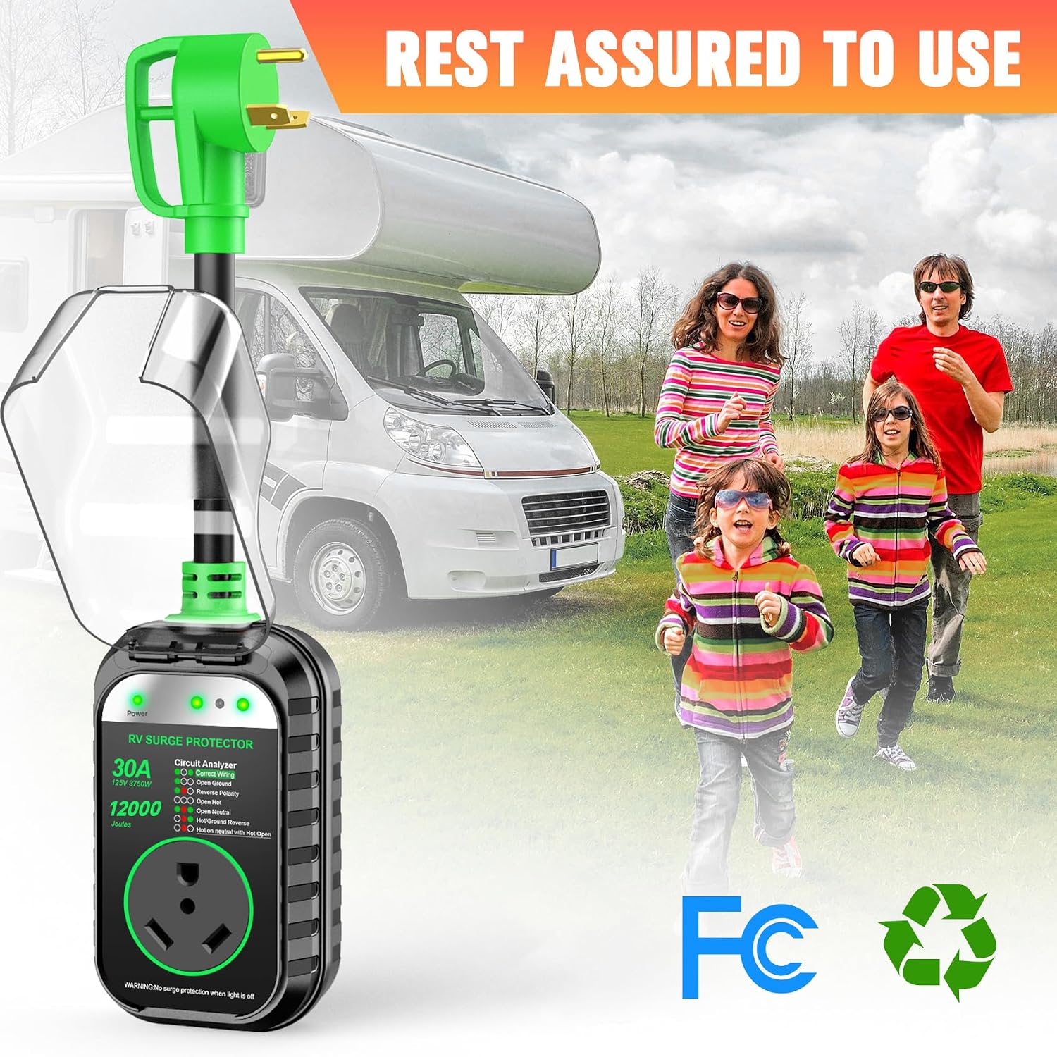 RV Surge Protectors 30 Amp RV Circuit Analyzer, [𝟐𝟎𝟐𝟔 𝐍𝐞𝐰 𝐔𝐩𝐠𝐫𝐚𝐝𝐞𝐝 & 𝐆𝐞𝐧𝟐] Full Protection, RV Adapter Plug for