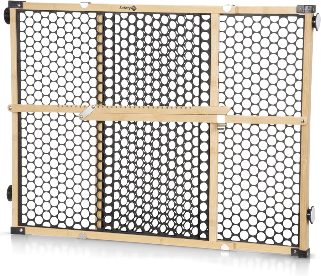 Bamboo Baby Gate for Doorways, No Drill Easy Install, Dog Gates, Fits 28"-42", 24" High, Bamboo and Black