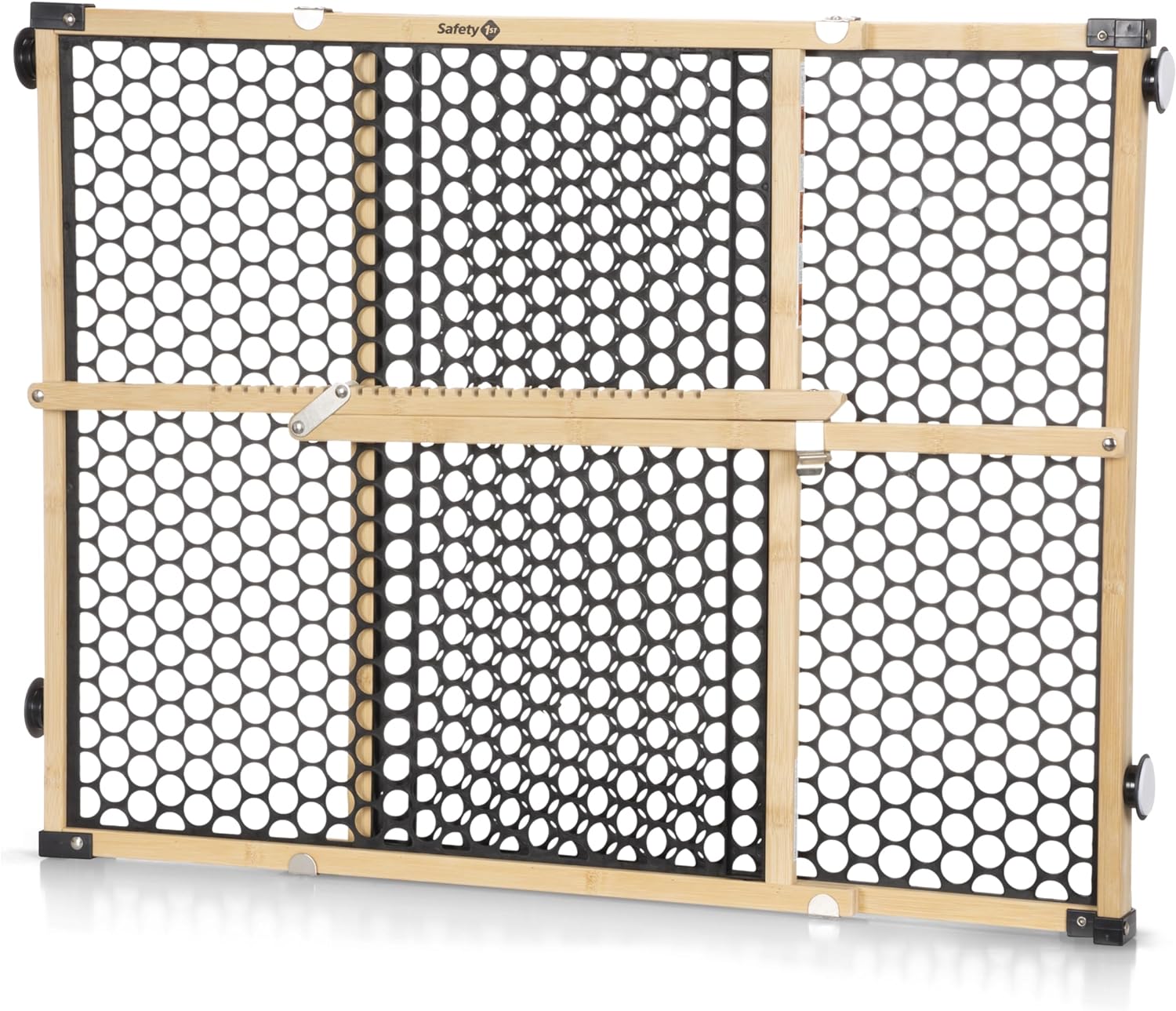Bamboo Baby Gate for Doorways, No Drill Easy Install, Dog Gates, Fits 28"-42", 24" High, Bamboo and Black