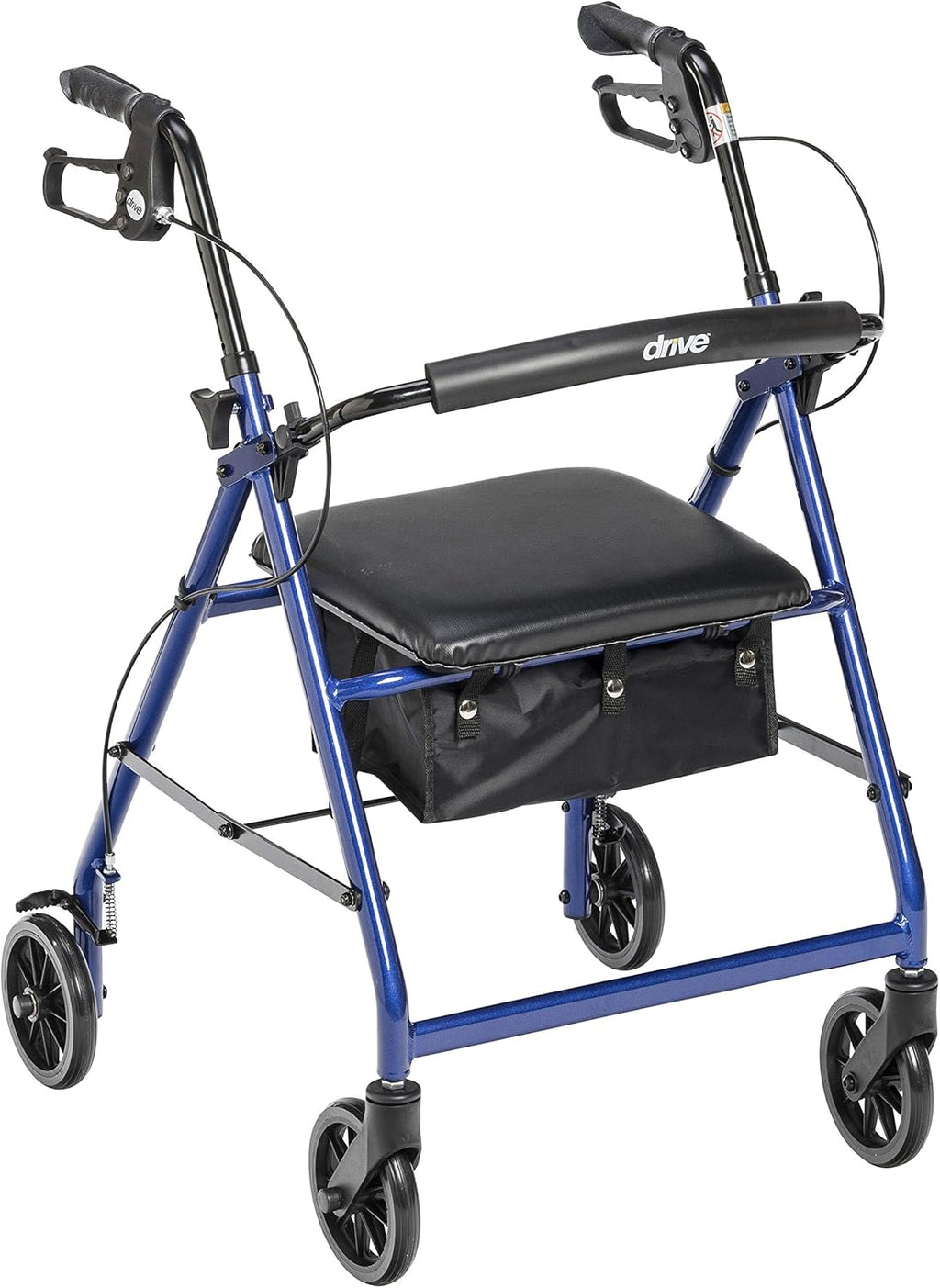 Aluminum Rollator Walker - Fold Up - Padded Seat - 6 Inch Wheels - Lightweight Portable Design - Indoor Outdoor