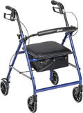 Aluminum Rollator Walker - Fold Up - Padded Seat - 6 Inch Wheels - Lightweight Portable Design - Indoor Outdoor