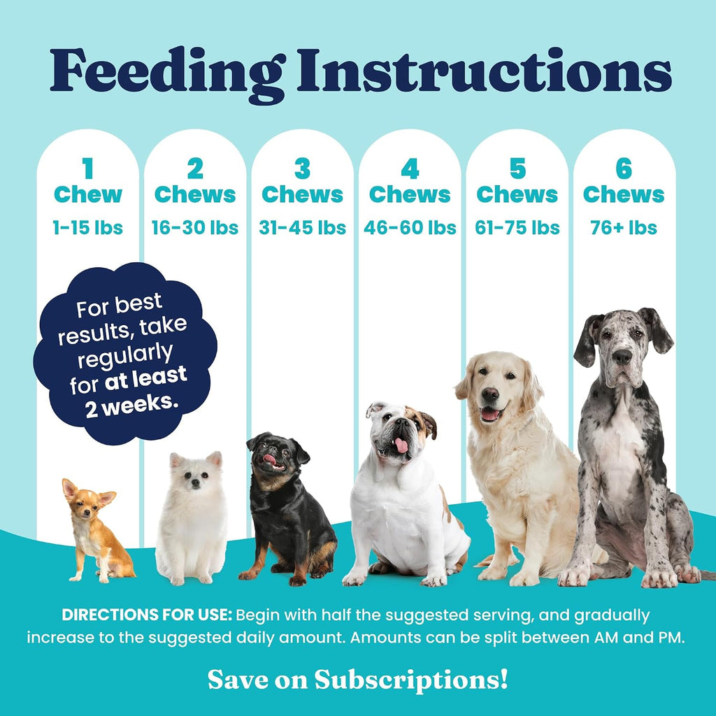 Calming Chews for Dogs with Melatonin for Storms & Travel, 60ct