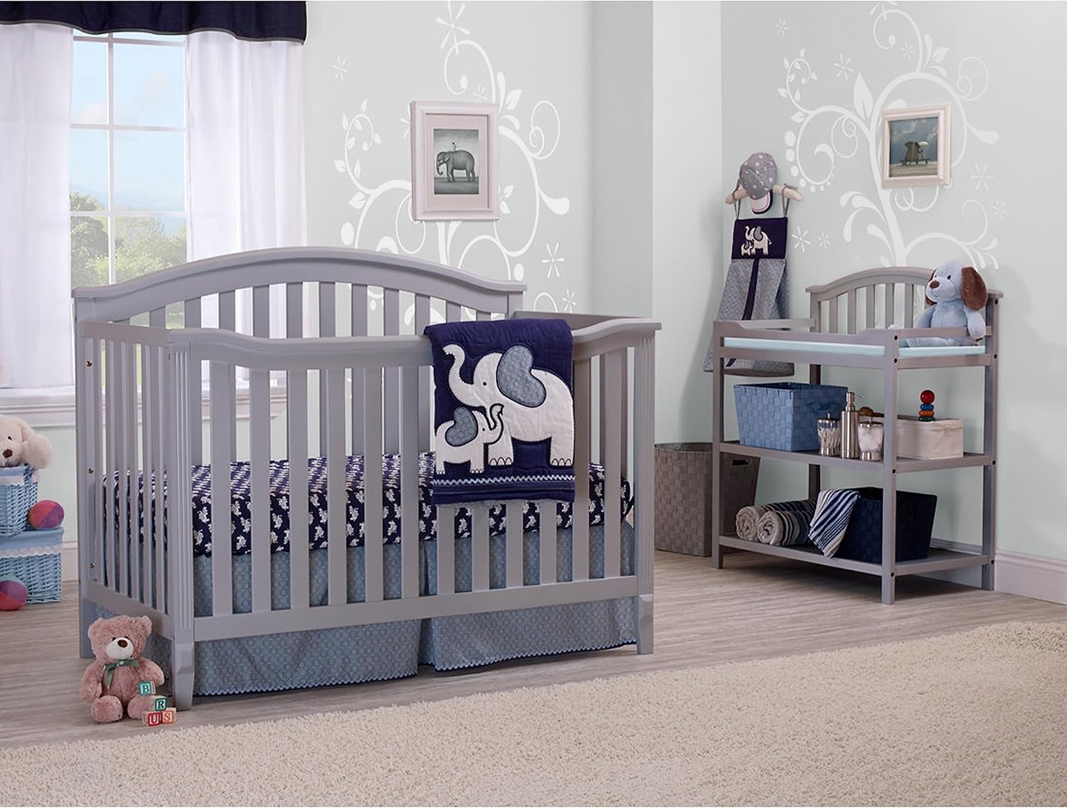 Furniture Berkley Crib and Changer with Slat Panel Back Classic -in- Convertible Diaper Changing Table Non-Toxic