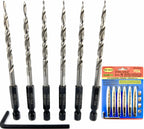 FTG USA 6Pc #8 (11/64") Replacement Countersink Drill Bit Set Tapered Bits