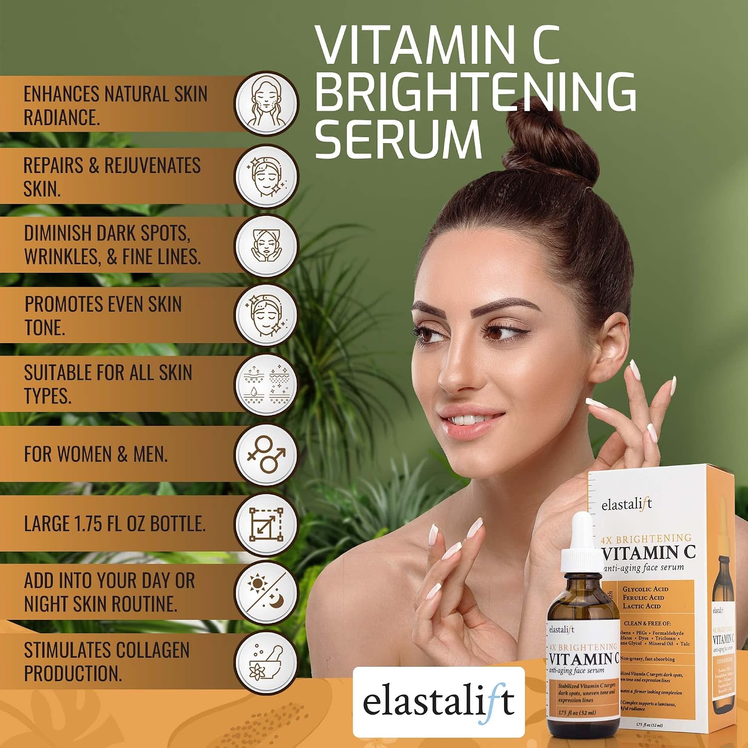 Vitamin C Facial Serum For Age Spots, Wrinkles, & Expression Lines. Anti-Aging Face Serum W/Vitamin C & Hyaluronic