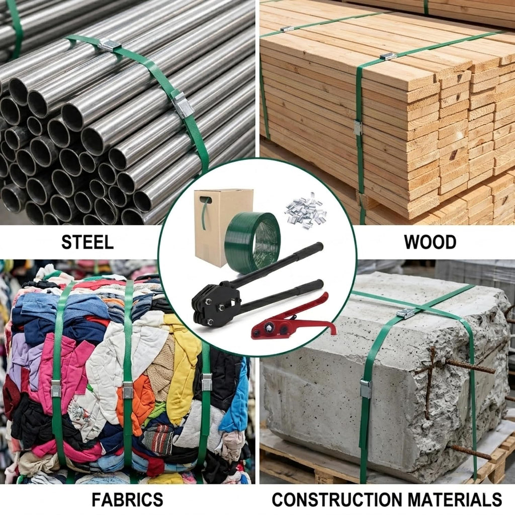 Poly Banding Strapping Kit with 1000ft PET Strap and 100 Buckles