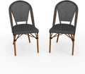 Lily Pond Stackable Bistro Chairs, Black/White, 2-Pack