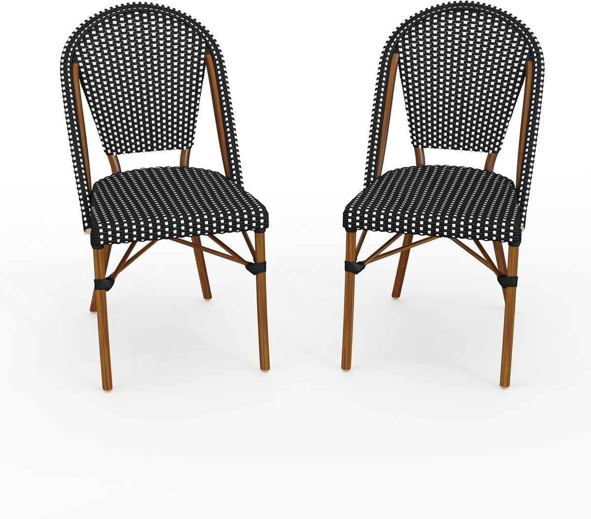 Lily Pond Stackable Bistro Chairs, Black/White, 2-Pack