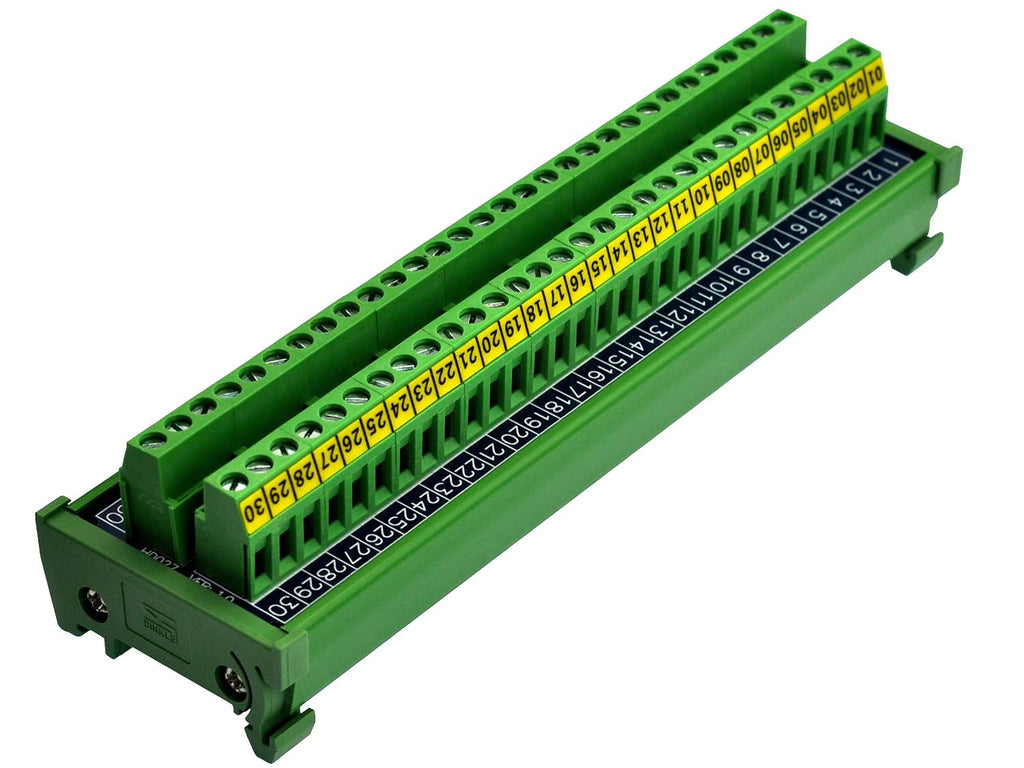 30 Position 24Amp/400V Screw Terminal Block Distribution Module (DIN Rail Mount)