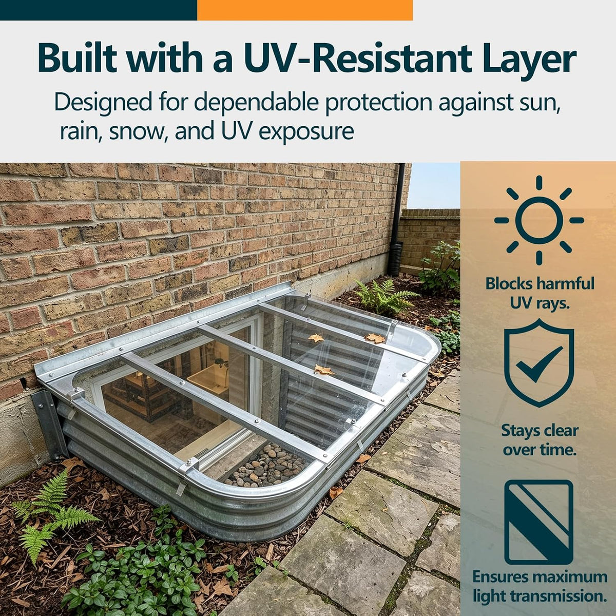 Clear Polycarbonate Basement Window Well Cover, Large Egress Window Well Cove, Heavy Duty UV Resistant Waterproof
