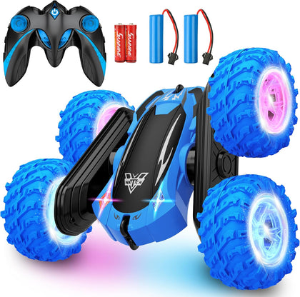 Remote Control Car, 2.4GHz Double Sided 360° Flips Rotating Electric Race RC Stunt Car, LED Wheel & Headlight High