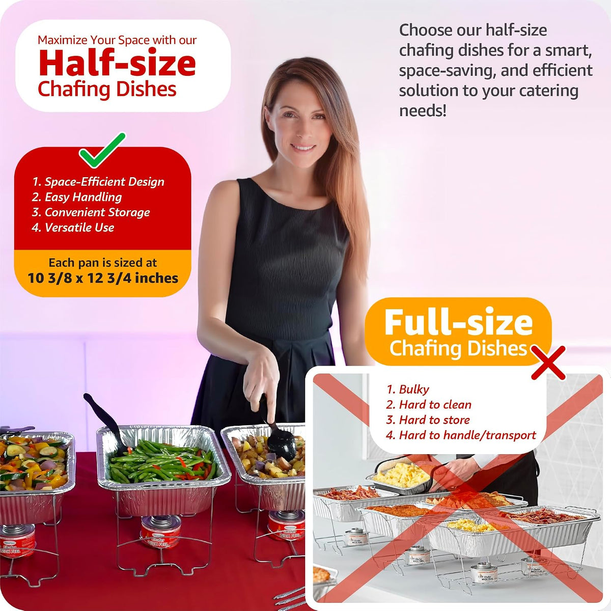 Disposable Chafing Dish Buffet Set, Food Warmers for Parties, Catering Supplies Buffet Display, Complete Premium Set