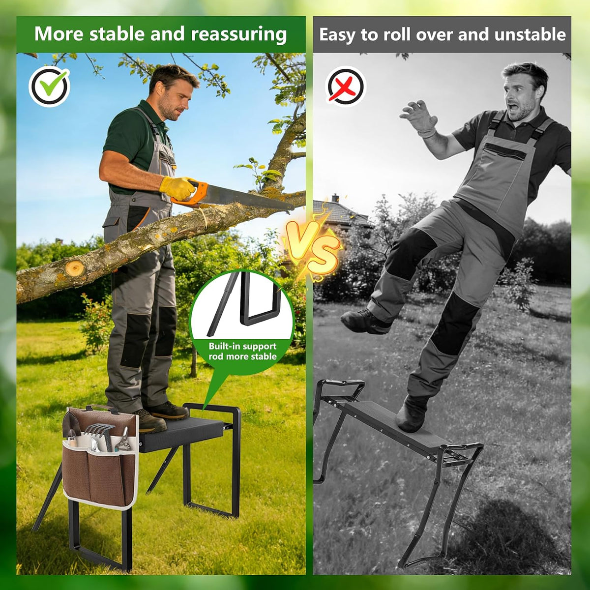 Garden Kneeler and Seat Foldable Gardening Stool with Extendable Legs