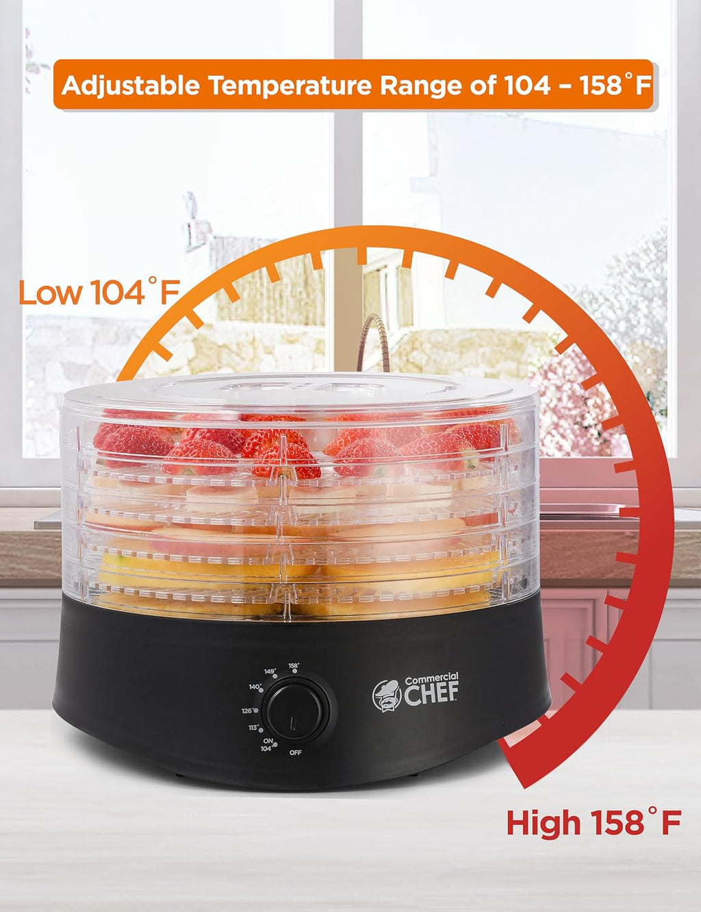 Food Dehydrator, Five 9.25” BPA-Free Trays, CCD100B6, Black