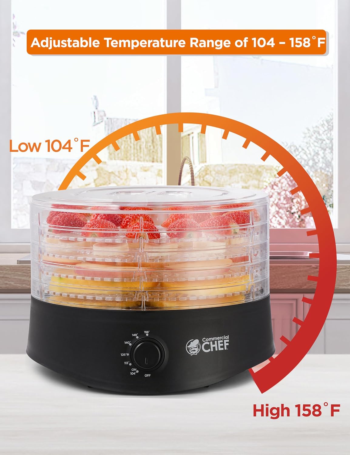 Food Dehydrator, Five 9.25” BPA-Free Trays, CCD100B6, Black