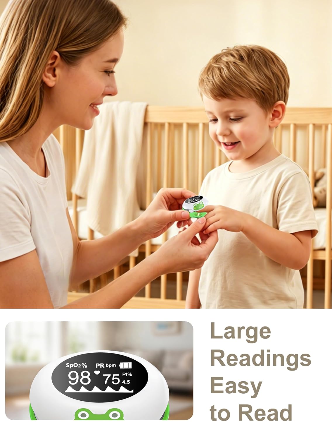 Fingertip Pulse Oximeter, Rechargeable Blood Oxygen Saturation Monitor with OLED Display, 7 Seconds Spo2 & PR