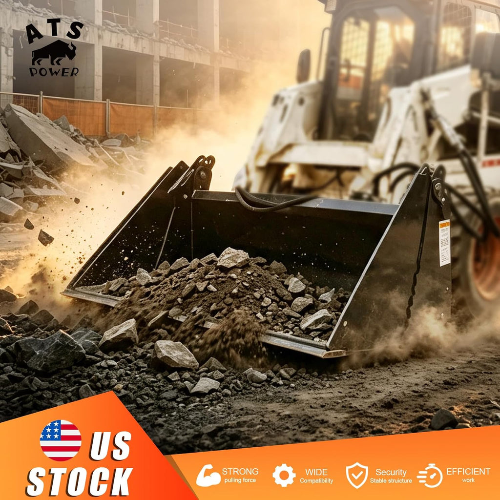 4‑in‑1 Skid Steer Bucket 72" Feeding Width Multi‑Purpose Grapple Bucket | Heavy‑Duty Attachment for Skid Steer &