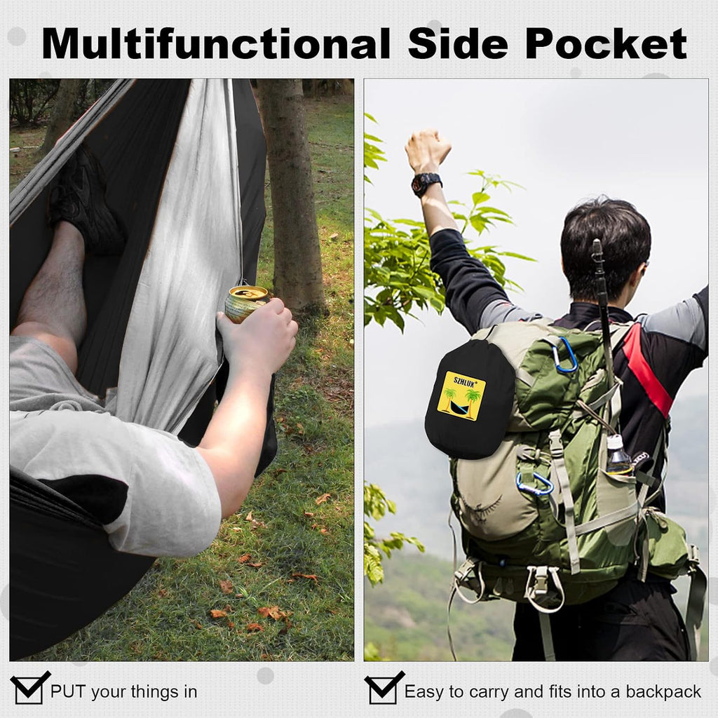 Camping Hammock Double & Single Portable Hammocks with 2 Tree Straps and Attached Carry Bag,Great for