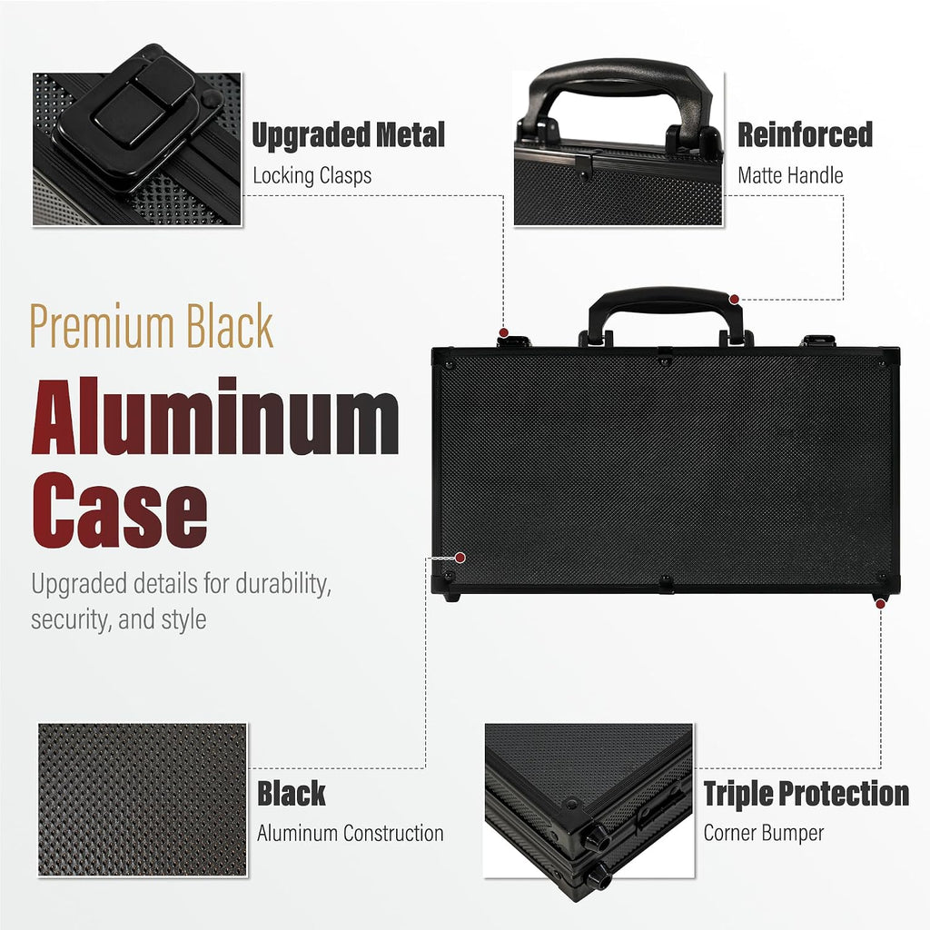 Poker Chips,Gold Dark Poker Set with Black Aluminum Case,Modern Design 11.5 Gram Poker Chip Set for Texas Hold'em
