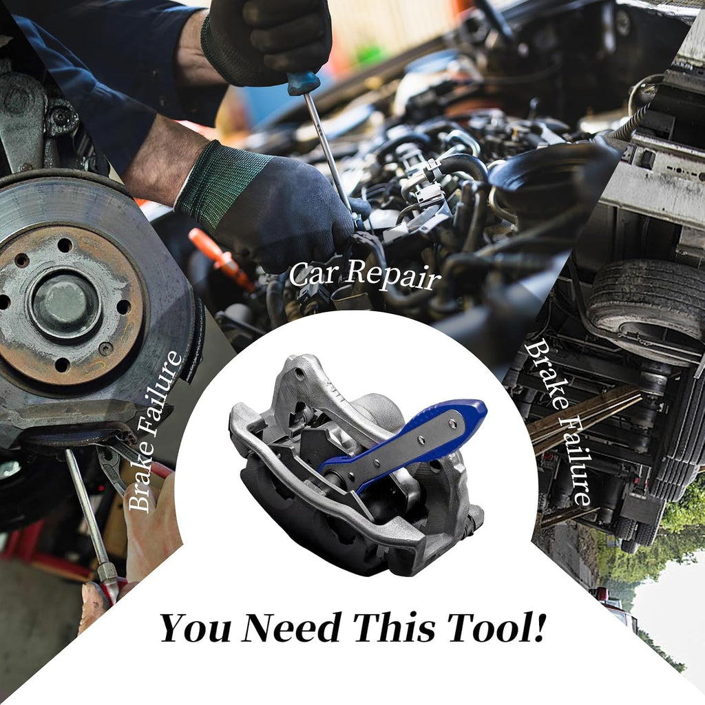 Brake Caliper Compression Tool, Caliper Piston Compressor Tool with Additional 2 pcs Large Steel Plate and 2 Hooks