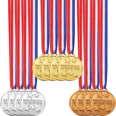 30pcs Plastic Medals - Winner Gold Silver Bronze Award Medals for Kids Competitions and Celebrations