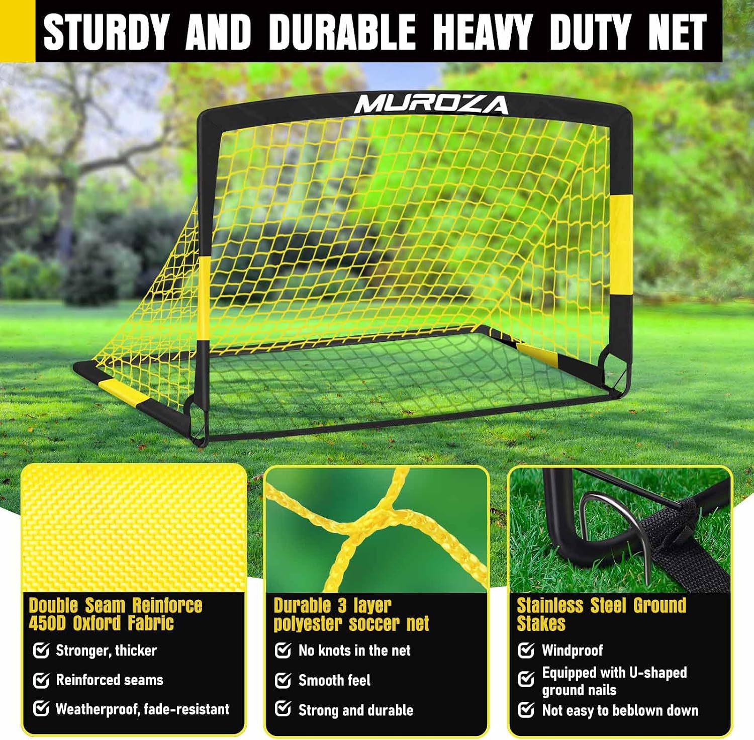 Soccer Goal, Kids Soccer Goals for Backyard Set, Pop Up Soccer Net | 2 Pack Portable Soccer Nets with Soccer Ball