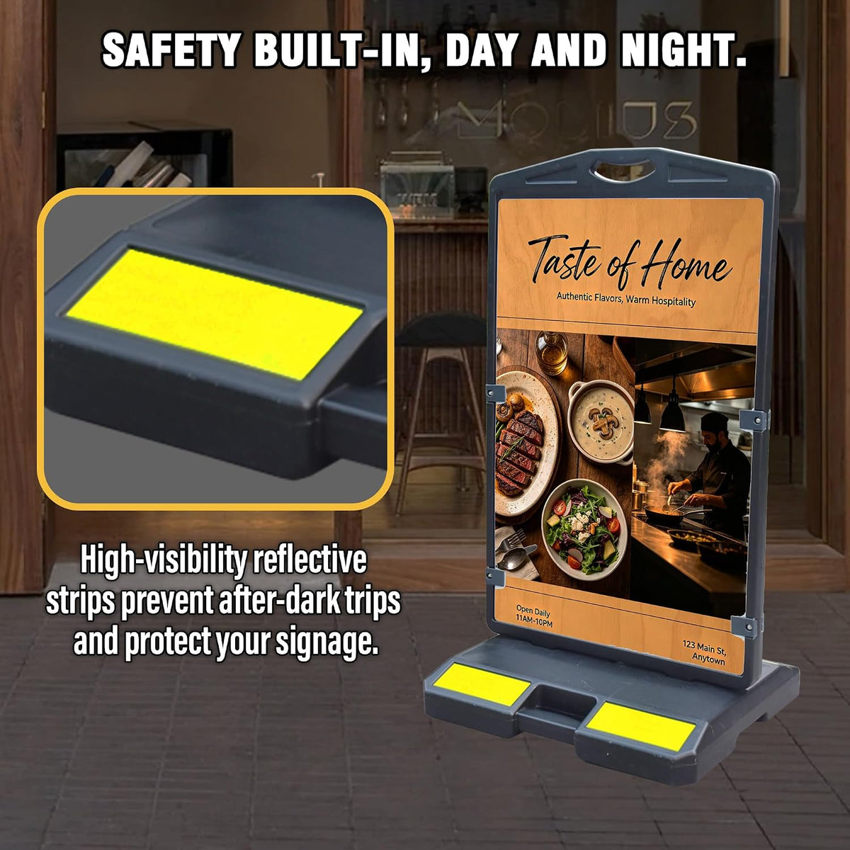 Sidewalk Signs for Advertising, 24"x36" Double Sided Heavy Duty Detachable Outdoor Sign Boards with Fillable Base for
