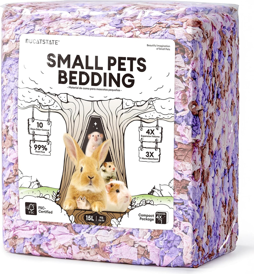 Hamster Bedding 15L, 99% Dust-Free Paper Bedding, Wildflower | Vibrant Color Paper Bedding, Compactly Packed to